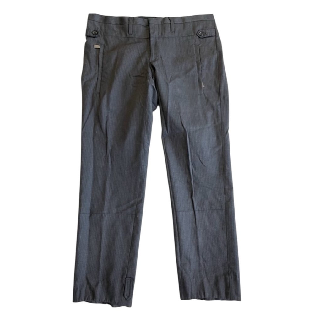 Gazzarrini Grey with Straps Wool Cropped Modern Pants Size 33 Office Old Fashion
